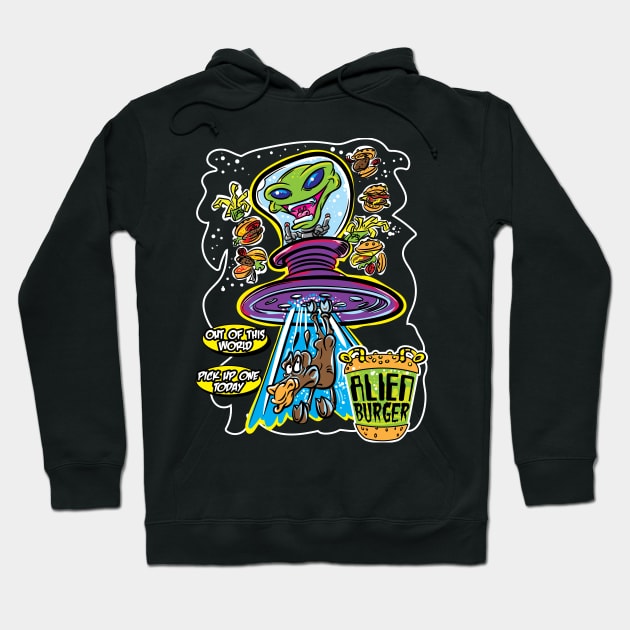 Alien Burger Cow Abduction Hoodie by eShirtLabs